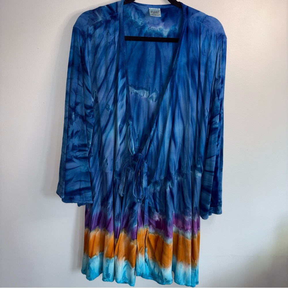 Belma Blue Tie-Dye Kimono Cardigan